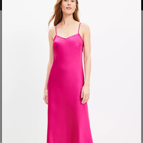 LOFT Dresses & Skirts - Ann Taylor LOFT Bias Midi Slip Dress Magenta 6